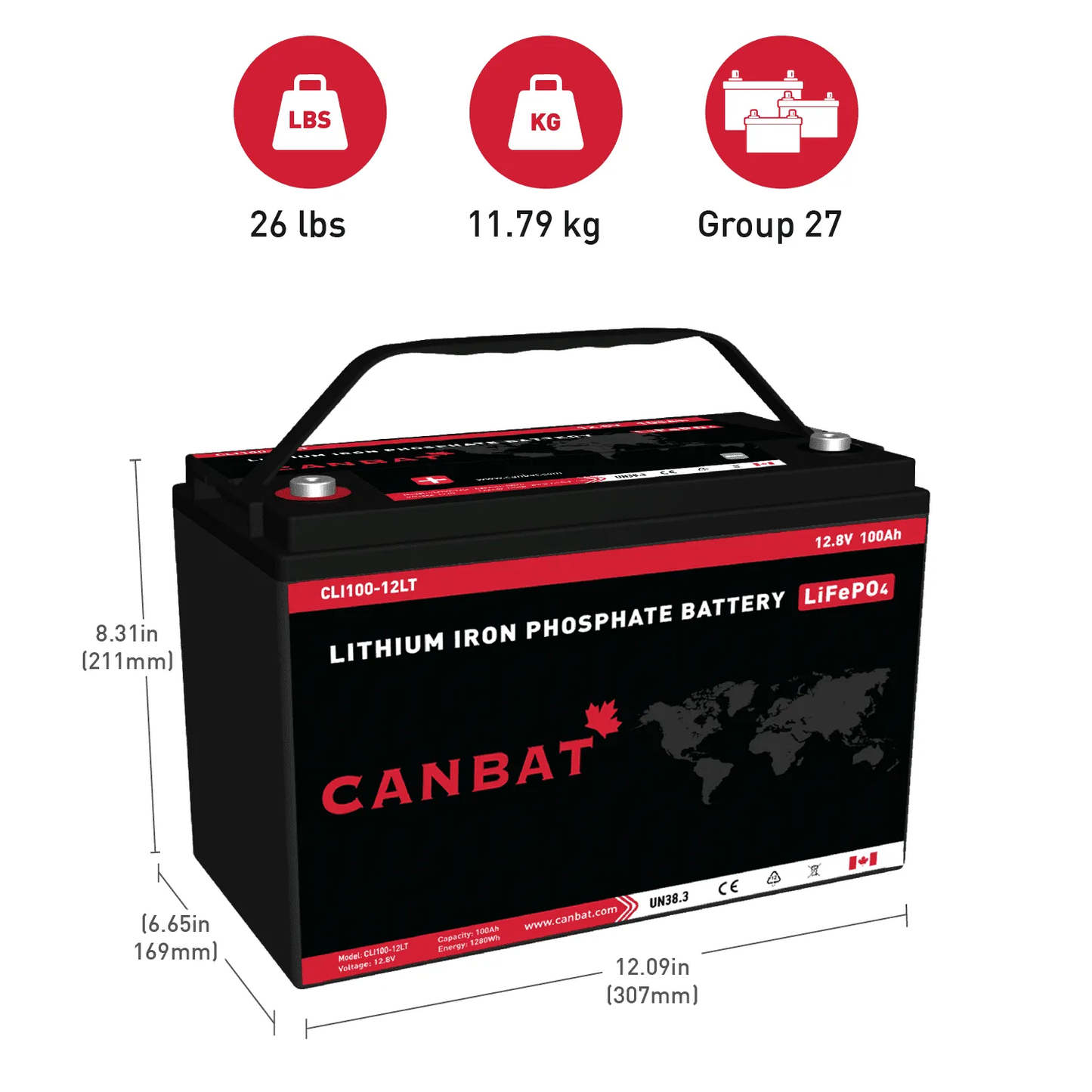 12V 100AH COLD WEATHER LITHIUM BATTERY (LIFEPO4)